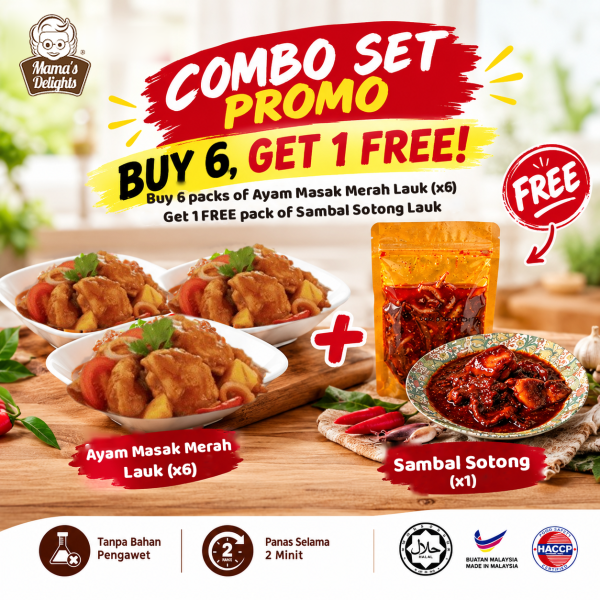 [COMBO PROMO LAUK SET] Buy 6 Ayam Masak Merah Lauk, Get 1 FREE Sambal Sotong Lauk